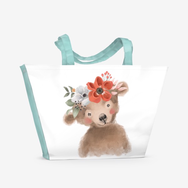 Пляжная сумка &laquo;Мишка с цветочным венком&raquo;