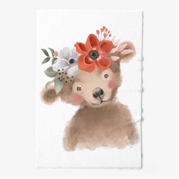 Полотенце «Мишка с цветочным венком»
