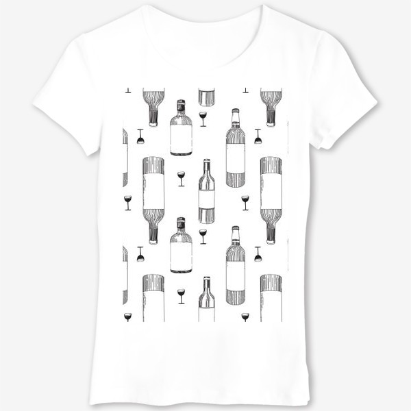 Футболка &laquo;Вино, бокалы, бутылки вина, алкоголь.&raquo;