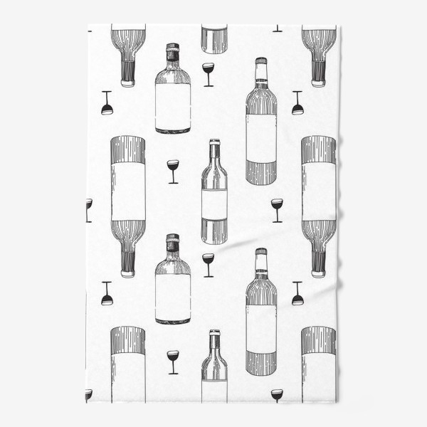 Полотенце «Вино, бокалы, бутылки вина, алкоголь.»
