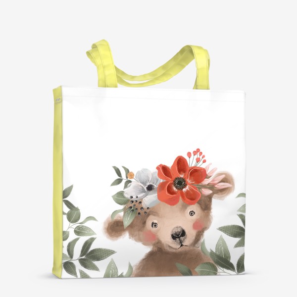 Сумка-шоппер «Мишка с цветочным венком»