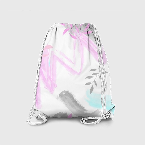 Рюкзак «Абстракция розовая с листьями»