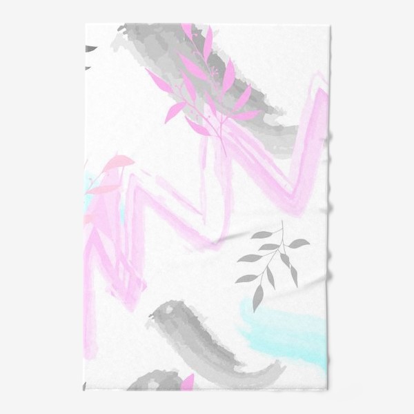 Полотенце «Абстракция розовая с листьями»