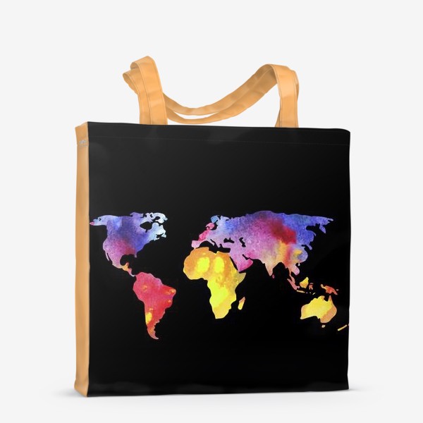 Сумка-шоппер «Карта мира на черном»