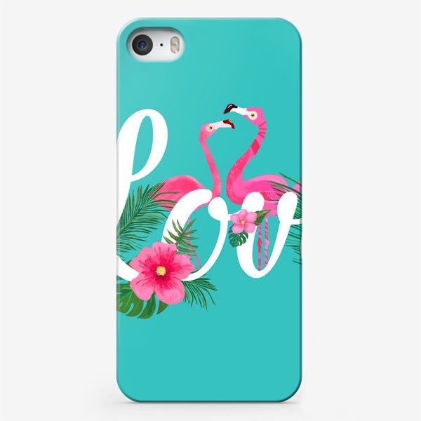 Чехол iPhone «Любовь и Розовый Фламинго»