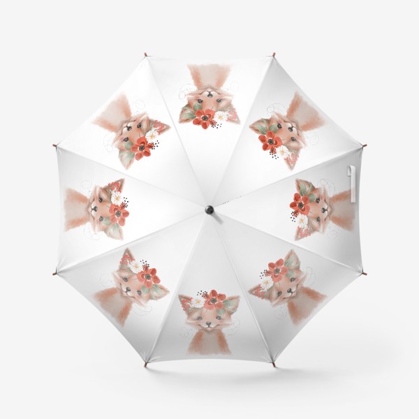 Зонт «Лиса с цветочным венком»