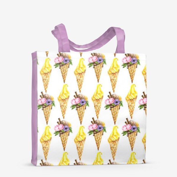 Сумка-шоппер «Ice cream pattern with flowers»