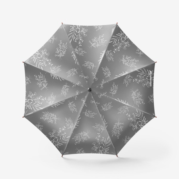Зонт «Паттерн на сером фоне белые цветы»