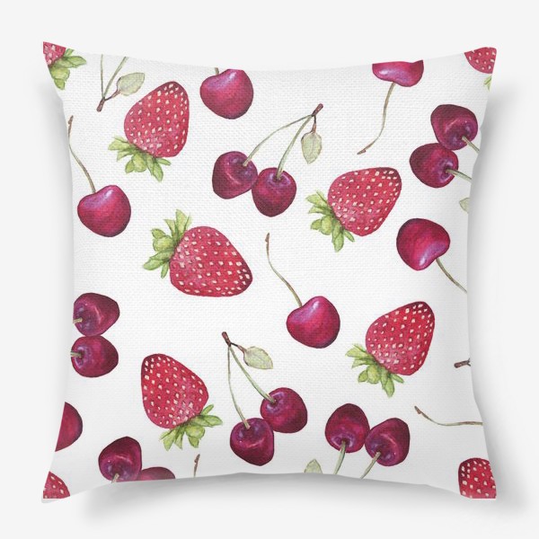 Подушка «летний паттерн с ягодами»
