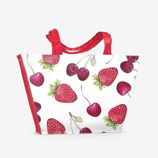 Пляжная сумка «летний паттерн с ягодами»