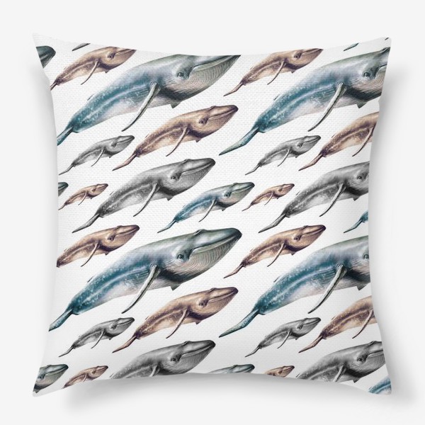 Подушка «Паттерн с китами»