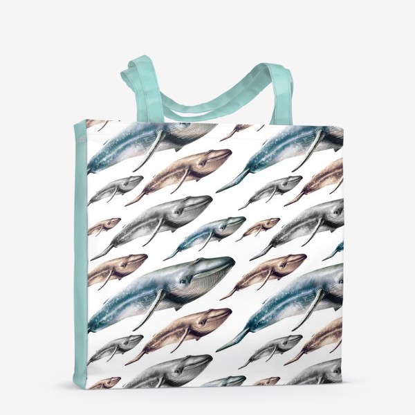 Сумка-шоппер «Паттерн с китами»