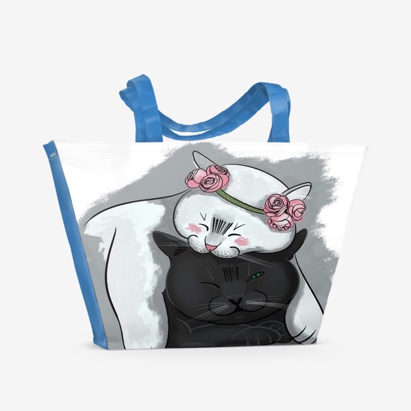 Пляжная сумка &laquo;Ля Мур, коты, парочка.&raquo;
