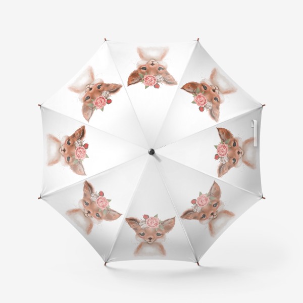 Зонт «Лисенок с цветочным венком»