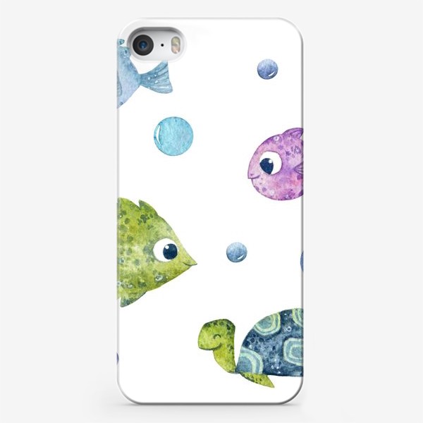Чехол iPhone «Морские рыбки и черепашка»