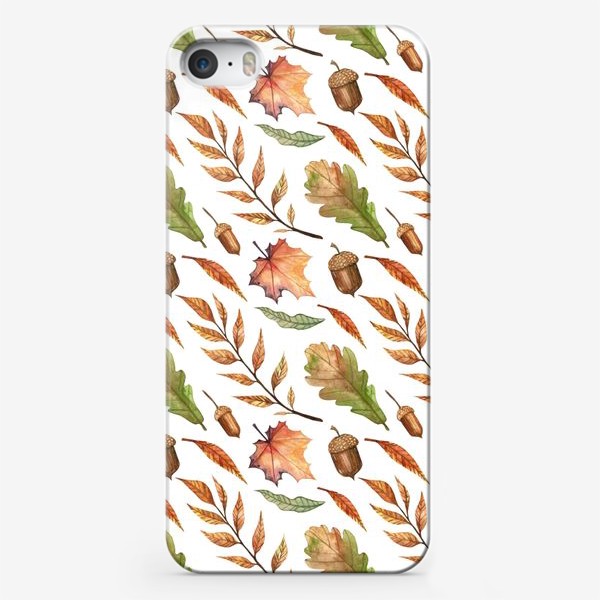 Чехол iPhone «Осенний узор из листьев и жёлудей»