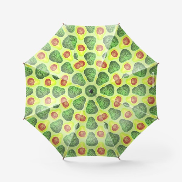 Зонт «акварельные авокадо паттерн на зеленом. веганская еда, фрукты и овощи»