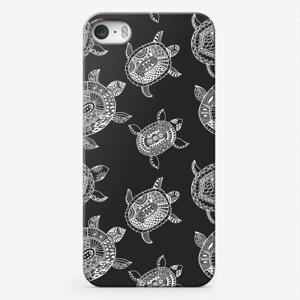 Чехол iPhone «Черепахи белые на черном»
