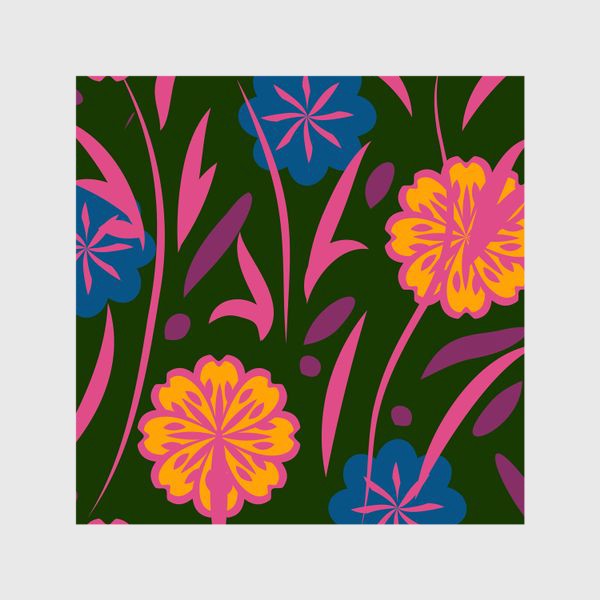 Шторы &laquo;seamless pattern with leaves and flowers doodling style&raquo;