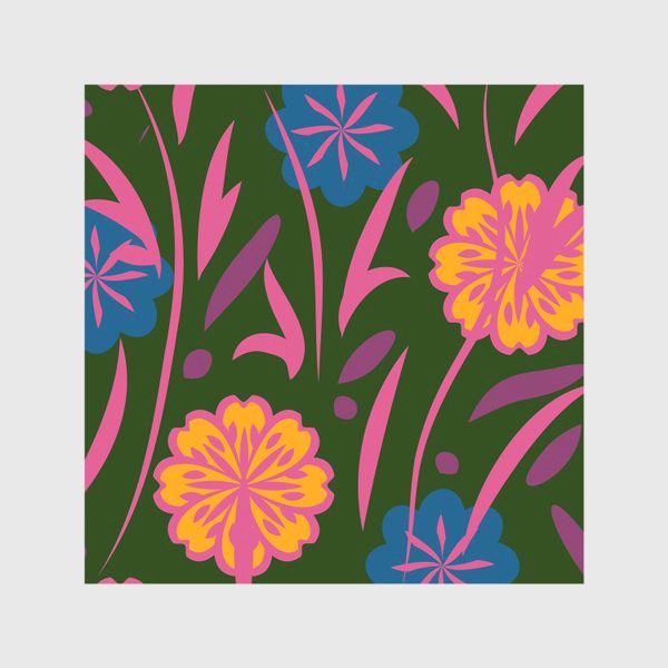 Скатерть &laquo;seamless pattern with leaves and flowers doodling style&raquo;