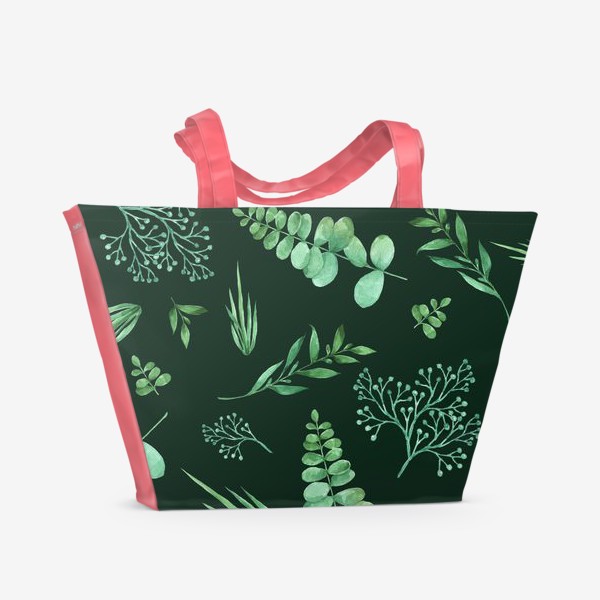 Пляжная сумка «Зеленые травы на темном фоне»