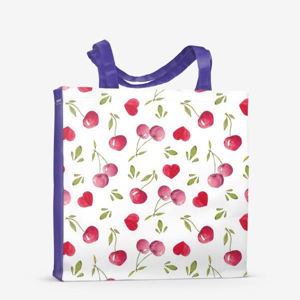 Сумка-шоппер «Паттерн из акварельной вишни и сердец»