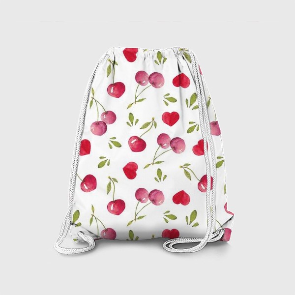 Рюкзак «Паттерн из акварельной вишни и сердец»