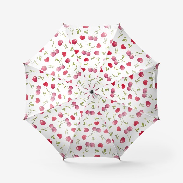 Зонт «Паттерн из акварельной вишни и сердец»