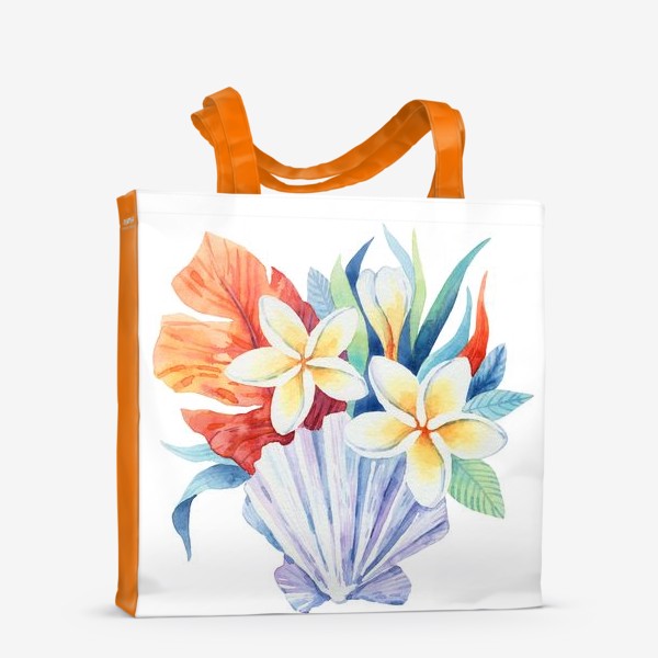 Сумка-шоппер «Тропики. Ракушка и цветы»