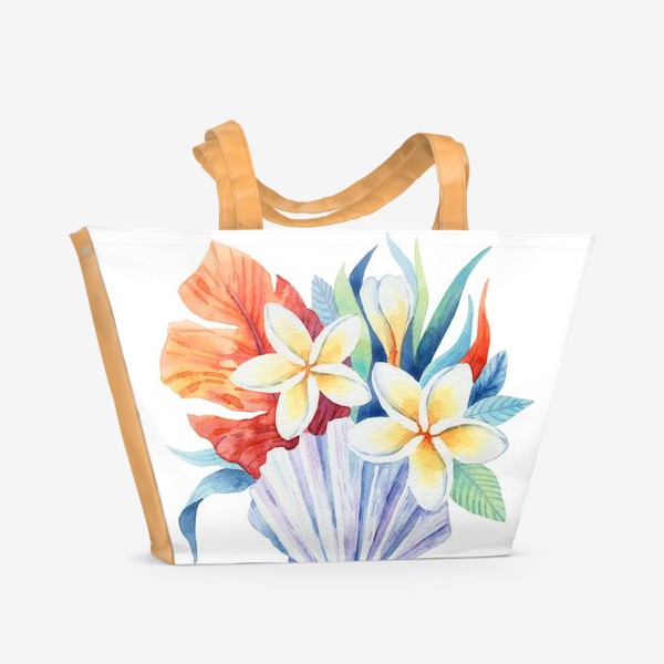 Пляжная сумка &laquo;Тропики. Ракушка и цветы&raquo;