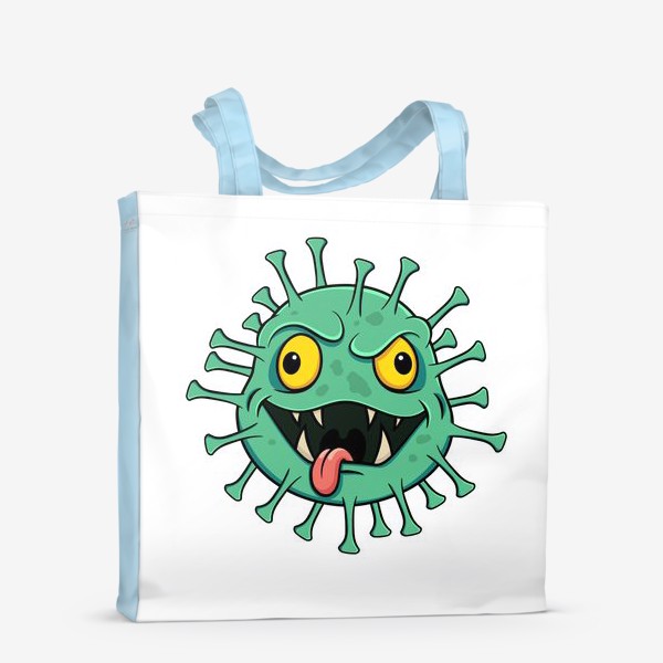 Сумка-шоппер «мультяшный зеленый коронавирус»
