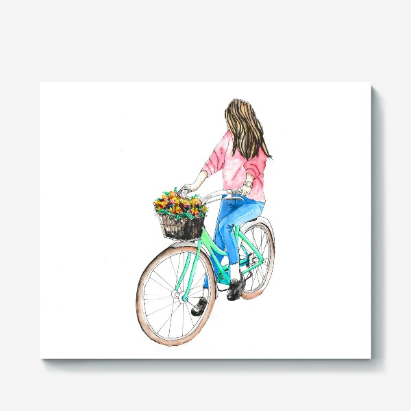 Холст «Девушка на велосипеде»