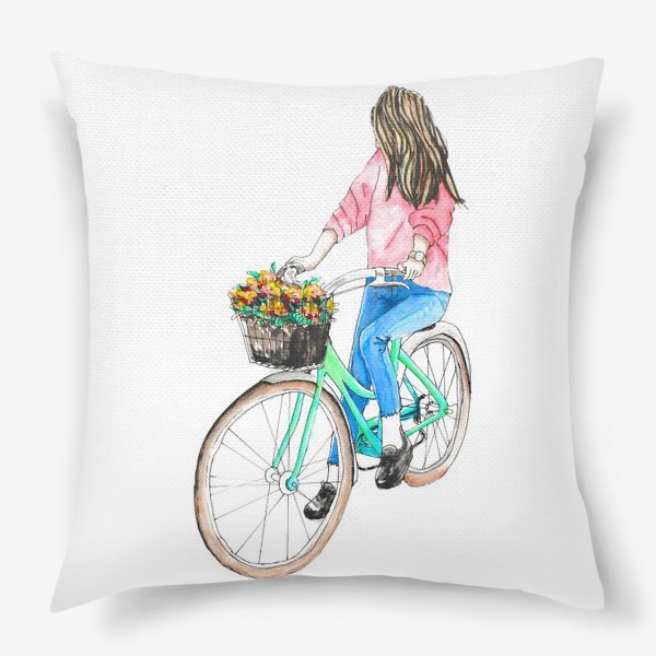 Подушка «Девушка на велосипеде»