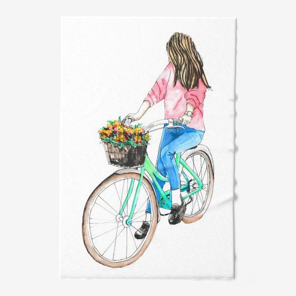 Полотенце «Девушка на велосипеде»