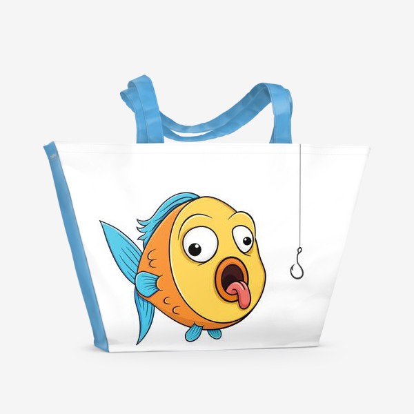 Пляжная сумка «смешная рыбка с крючком»