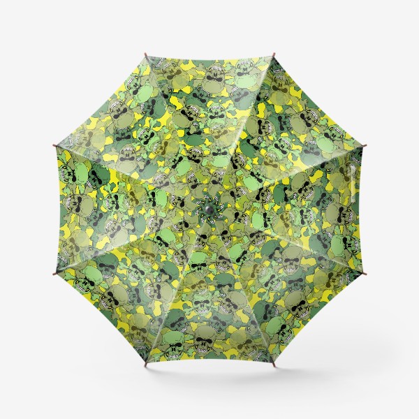 Зонт «Паттерн с черепами на желтом фоне »