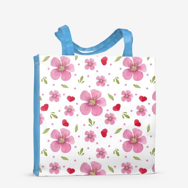 Сумка-шоппер «Паттерн из акварельных розовых цветов»