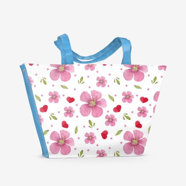 Пляжная сумка «Паттерн из акварельных розовых цветов»