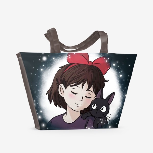 Пляжная сумка «Ведьма Кики и кот Дзидзи»