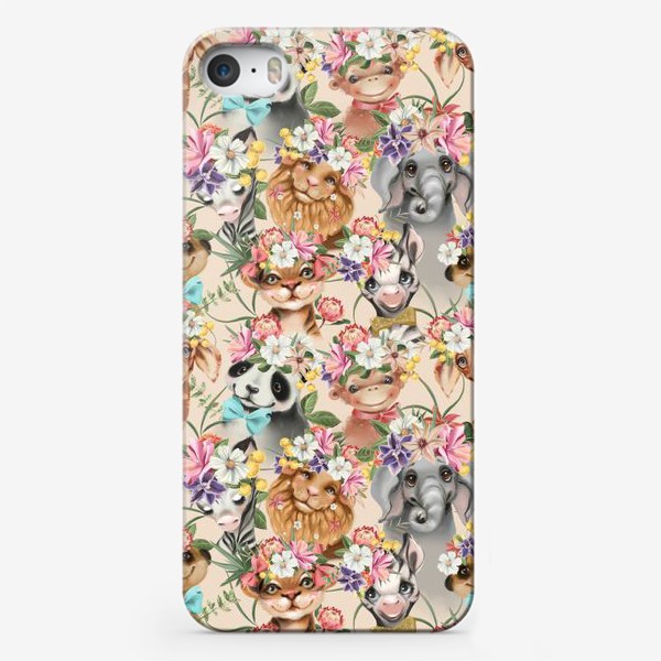 Чехол iPhone «Дикие животные в цветах»