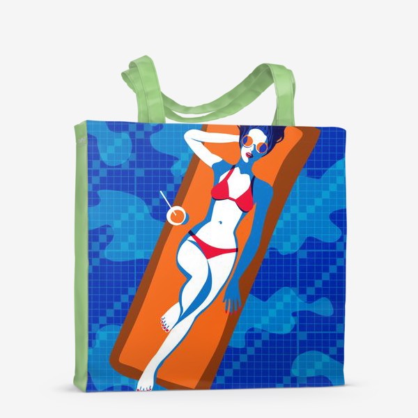 Сумка-шоппер «Девушка на надувном матрасе в бассейне»