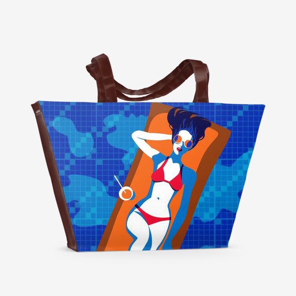 Пляжная сумка «Девушка на надувном матрасе в бассейне»