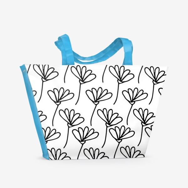 Пляжная сумка «цветочный черно-белый паттерн»