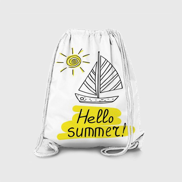 Рюкзак «привет лето. парусник, солнце и леттеринг»