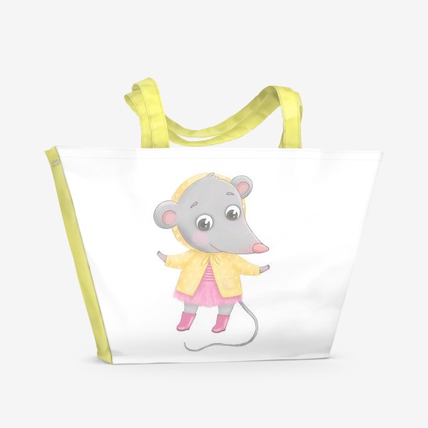 Пляжная сумка «Мышонок в желтом плаще»