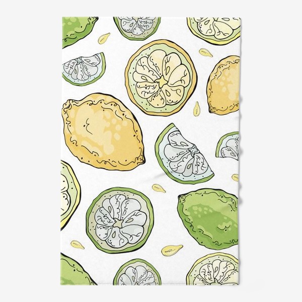 Полотенце «Сочный летний паттерн с лимонами и лаймами»