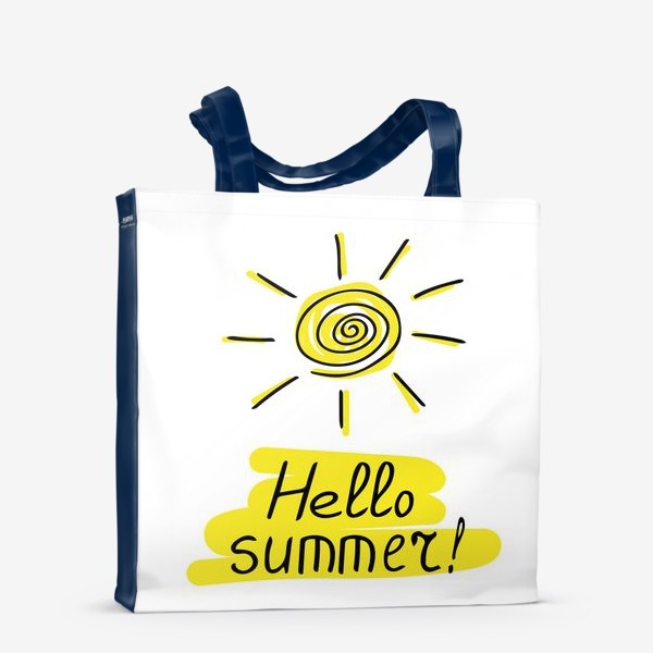 Сумка-шоппер «привет лето, солнце, леттеринг, желтый цвет»