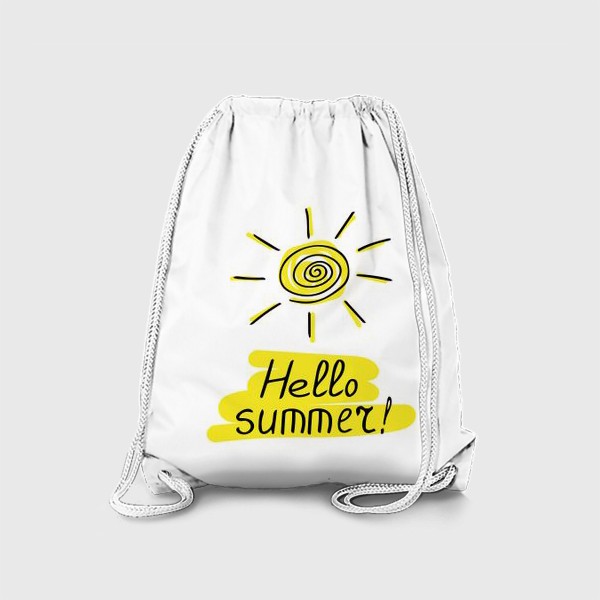 Рюкзак «привет лето, солнце, леттеринг, желтый цвет»