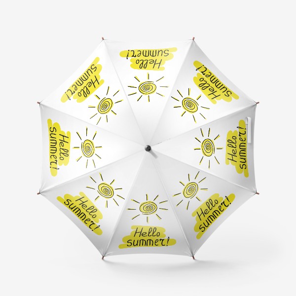 Зонт «привет лето, солнце, леттеринг, желтый цвет»
