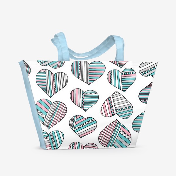 Пляжная сумка «Сердечки в полоску»